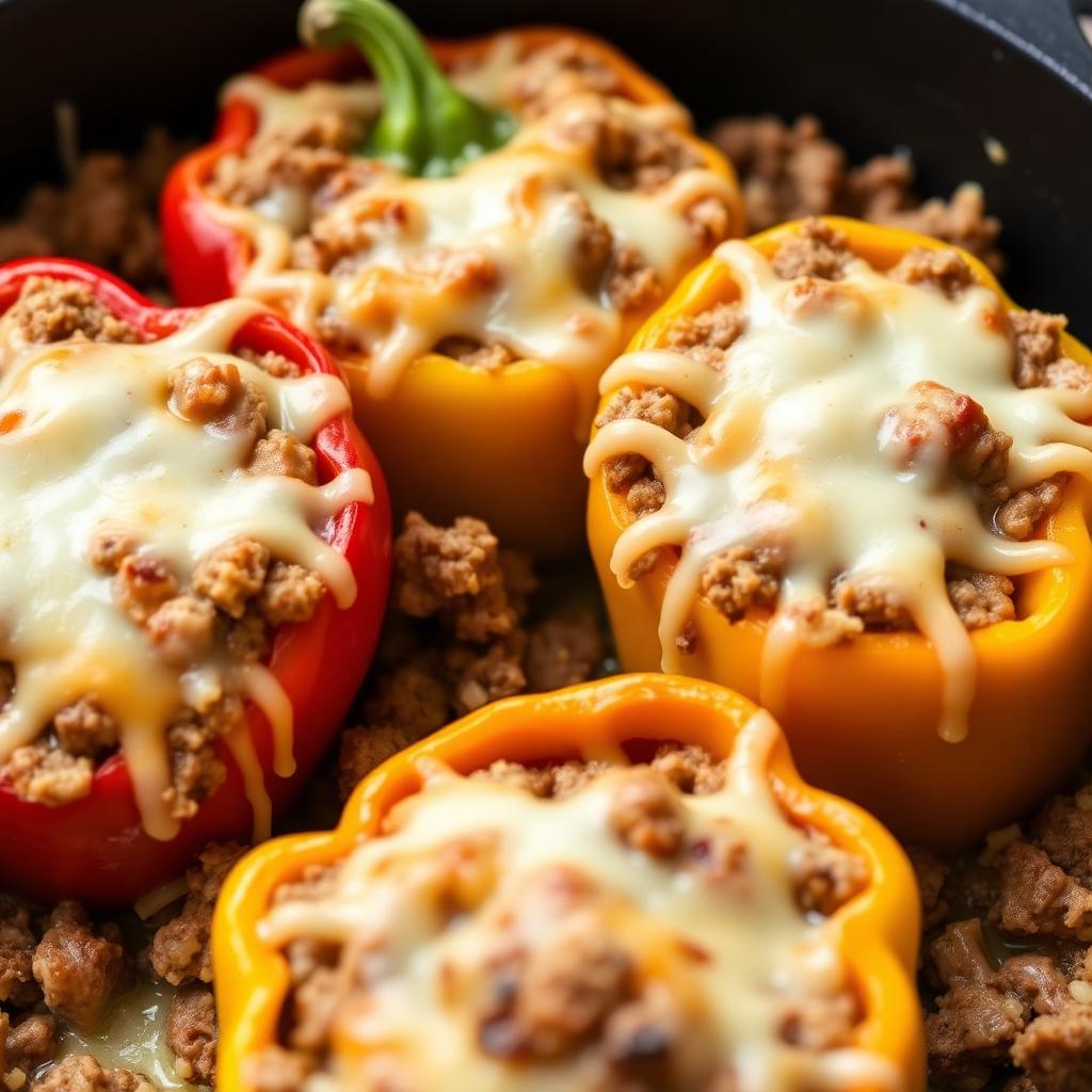 Cheesy Beef Stuffed Bell Peppers