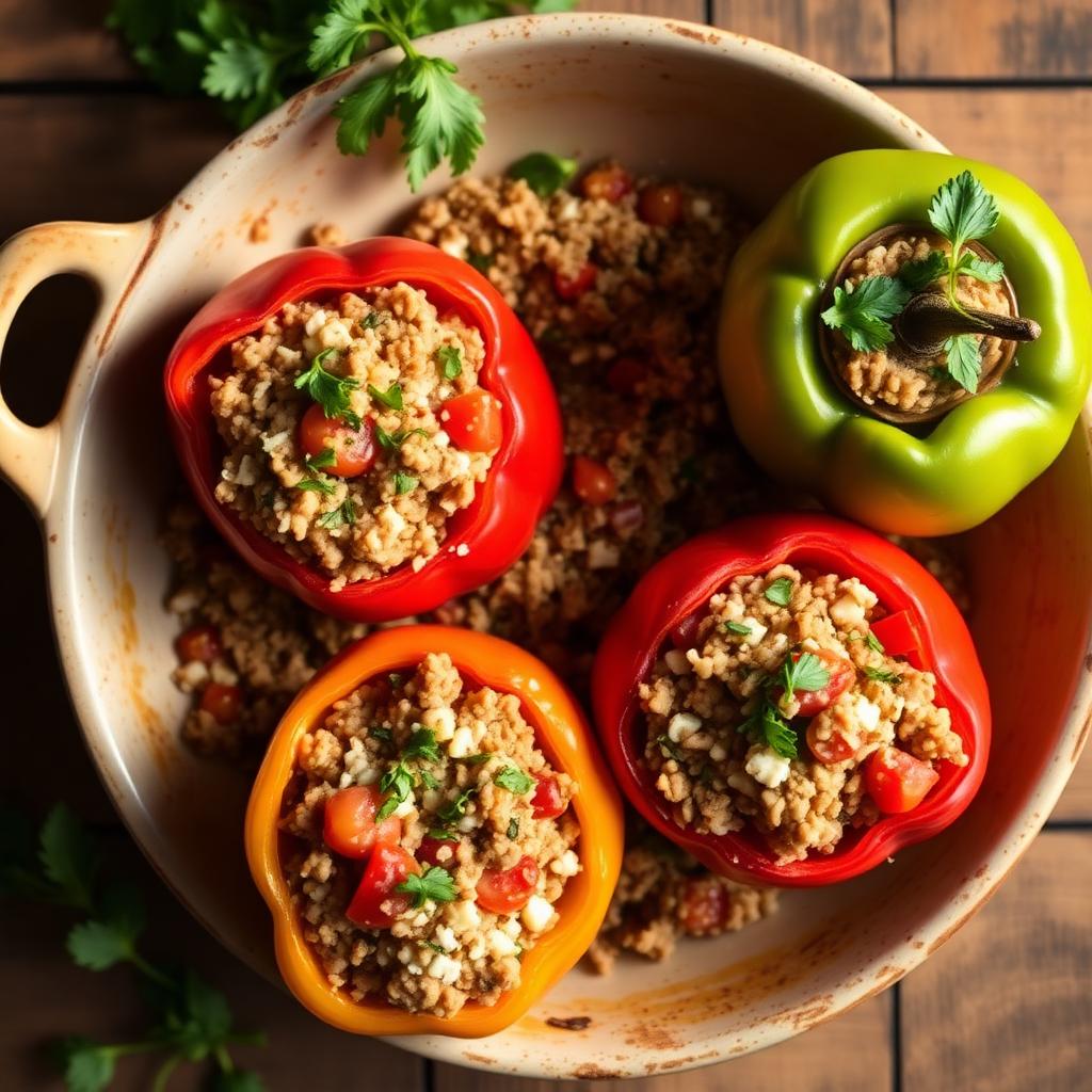 Healthy Turkey Stuffed Bell Peppers