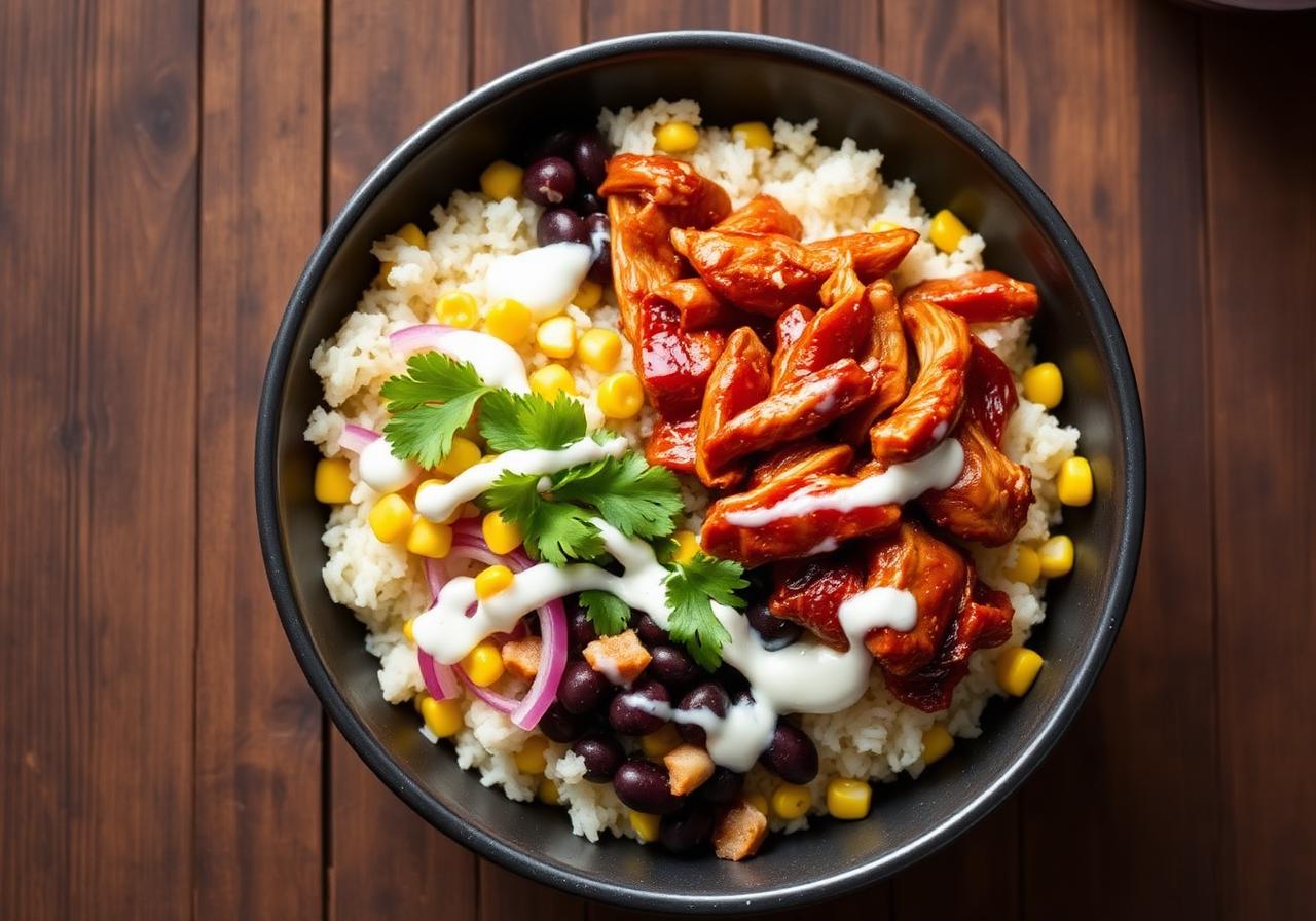High Protein BBQ Chicken Rice Bowl
