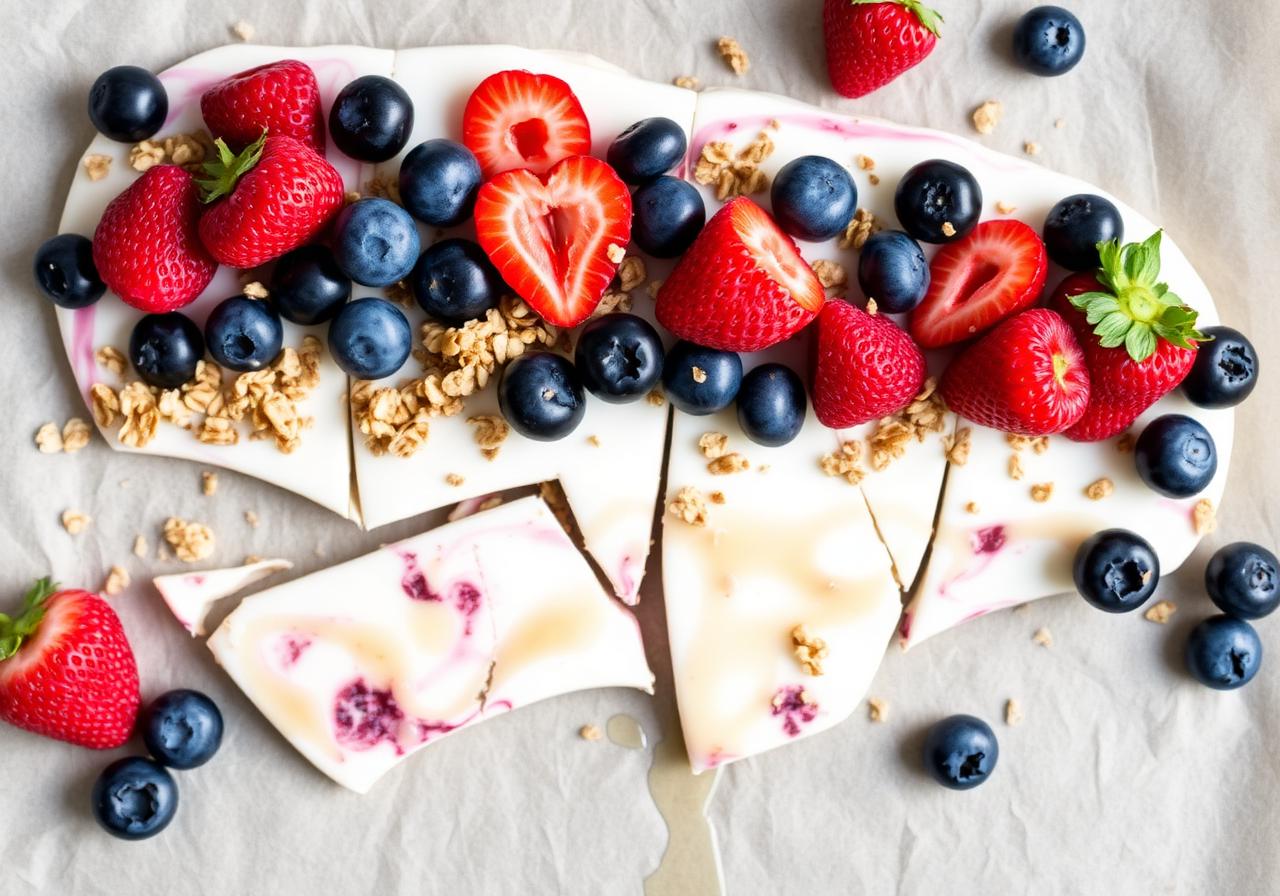High Protein Berry Yogurt Bark
