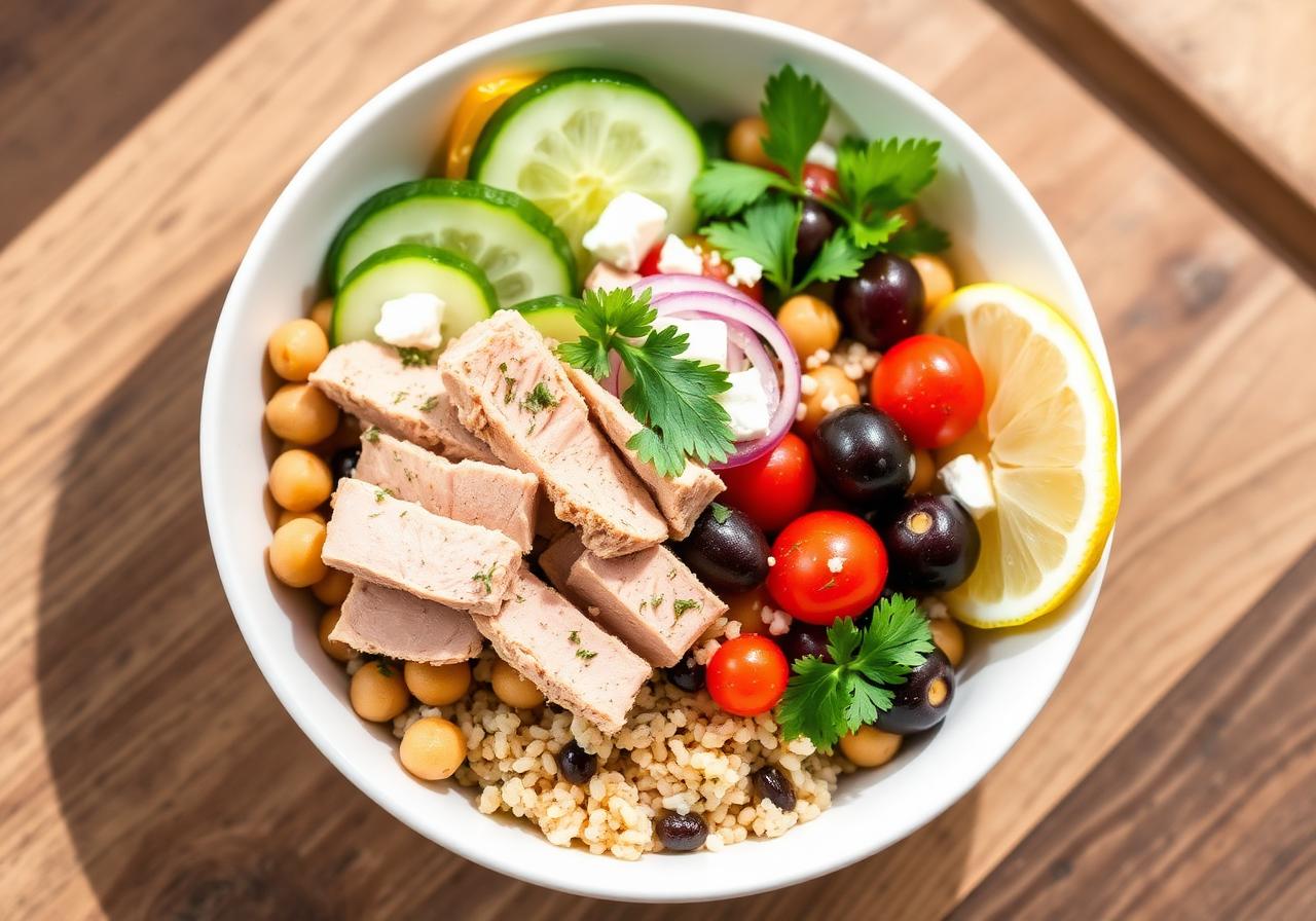 High Protein Mediterranean Tuna Bowl