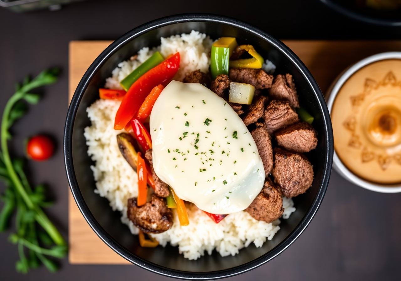 High Protein Philly Cheesesteak Bowl