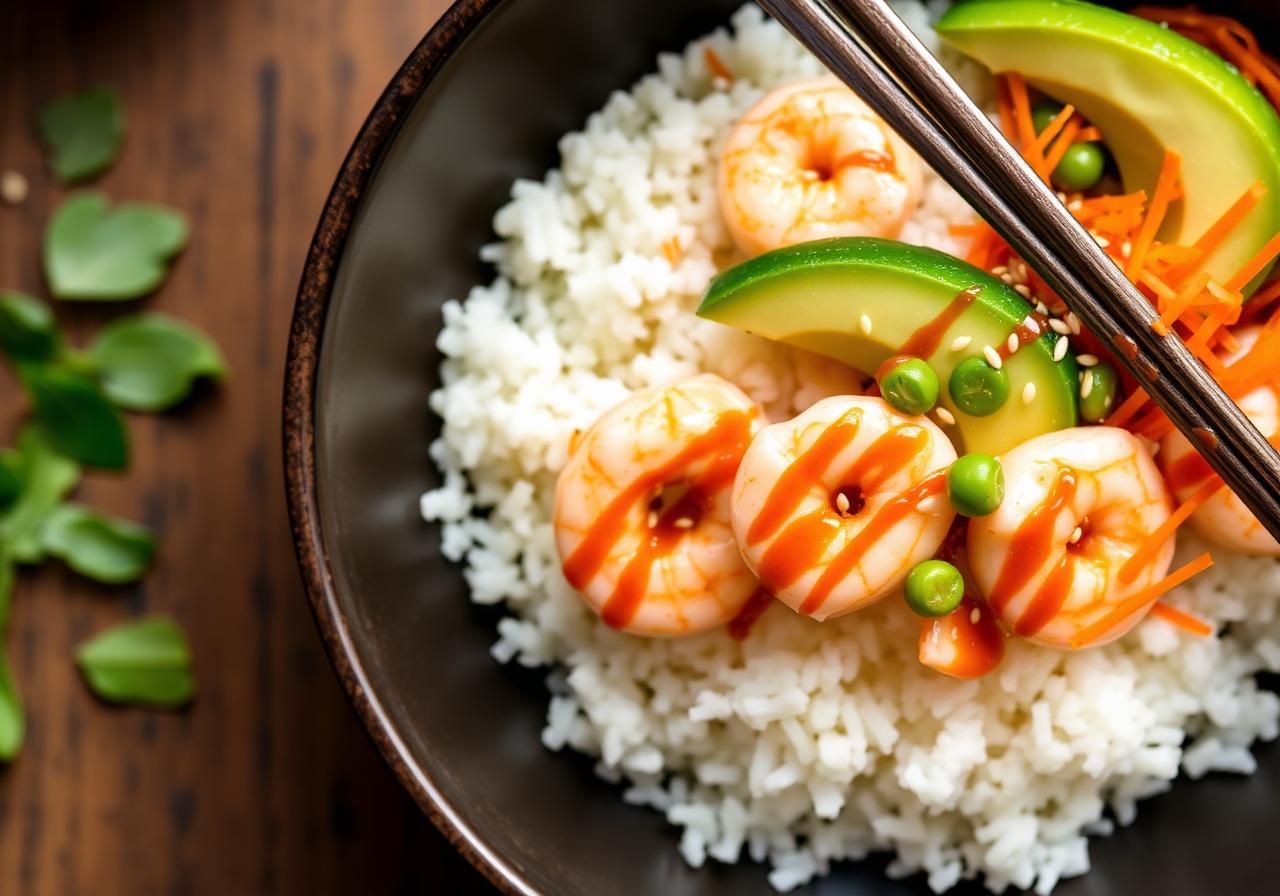 High Protein Shrimp Rice Bowl